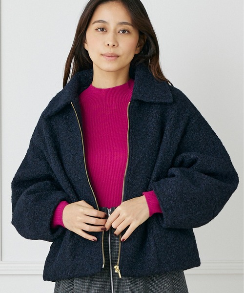 【セール】フライス編みナッピングブルゾン（ブルゾン）｜INED CLARO（イネドクラロ）