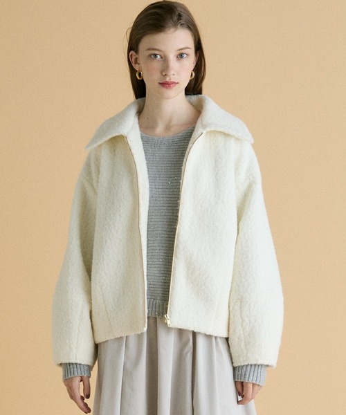 INED CLARO（イネドクラロ）の「フライス編みナッピングブルゾン（ブルゾン・レディース・オフホワイト/グレー/ネイビー・フリー）」の16枚目の写真