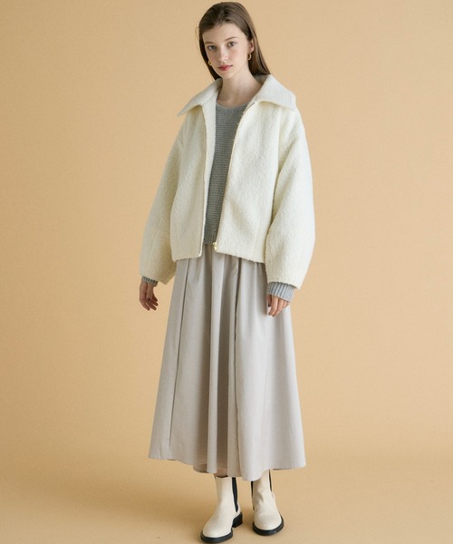 INED CLARO（イネドクラロ）の「フライス編みナッピングブルゾン（ブルゾン・レディース・オフホワイト/グレー/ネイビー・フリー）」の18枚目の写真