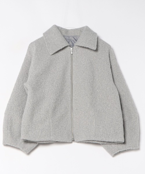 INED CLARO（イネドクラロ）の「フライス編みナッピングブルゾン（ブルゾン・レディース・オフホワイト/グレー/ネイビー・フリー）」の4枚目の写真