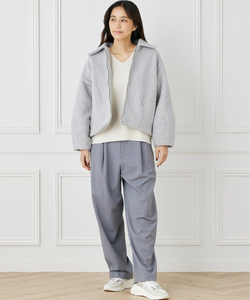INED CLARO（イネドクラロ）の「フライス編みナッピングブルゾン（ブルゾン・レディース・オフホワイト/グレー/ネイビー・フリー）」の12枚目の写真