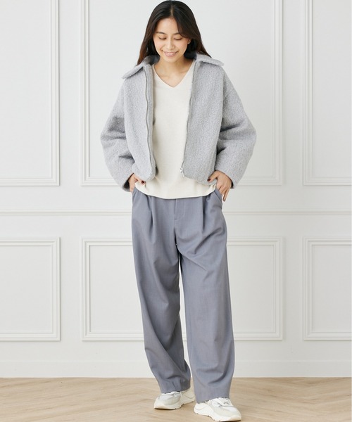 INED CLARO（イネドクラロ）の「フライス編みナッピングブルゾン（ブルゾン・レディース・オフホワイト/グレー/ネイビー・フリー）」の13枚目の写真