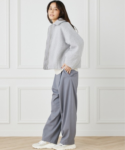 INED CLARO（イネドクラロ）の「フライス編みナッピングブルゾン（ブルゾン・レディース・オフホワイト/グレー/ネイビー・フリー）」の14枚目の写真