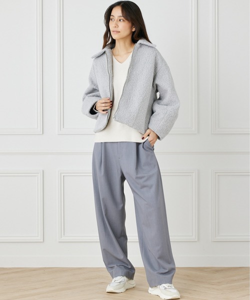 INED CLARO（イネドクラロ）の「フライス編みナッピングブルゾン（ブルゾン・レディース・オフホワイト/グレー/ネイビー・フリー）」の15枚目の写真