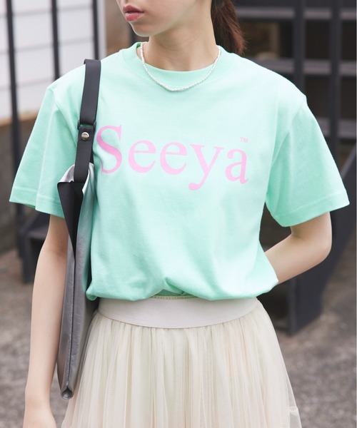 THE FINAL VIEW(ザファイナルビュー)の「【THE FINAL VIEW】seeya メッセージロゴプリントTシャツ 半袖T ユニセックス message logo print t-shirt unisex(Tシャツ/カットソー・レディース・ブラック/ライトピンク/ホワイト系その他2/グレイッシュブルー/グレー/ホワイト/ライトパープル/ミント/ベージュ/ネイビー・XL/L/M/S)」の6枚目の写真