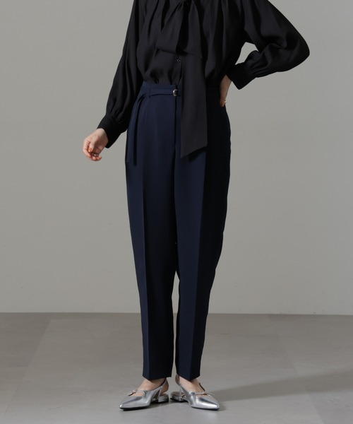 【セール】イージーケアダブルクロス ベルト付きタックテーパードパンツ(セットアップ可）（その他パンツ）｜nano･universe（ナノユニバース）