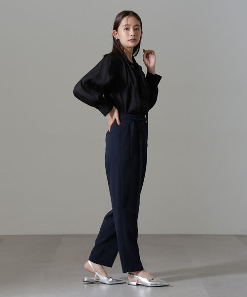 【セール】イージーケアダブルクロス ベルト付きタックテーパードパンツ(セットアップ可）（その他パンツ）｜nano･universe（ナノユニバース）