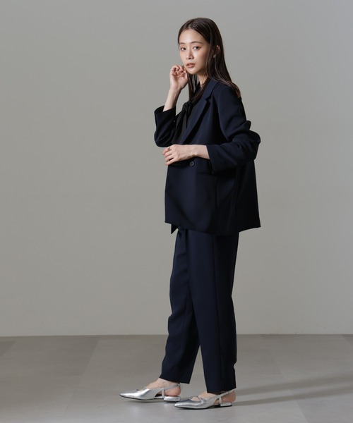 【セール】イージーケアダブルクロス ベルト付きタックテーパードパンツ(セットアップ可）（その他パンツ）｜nano･universe（ナノユニバース）