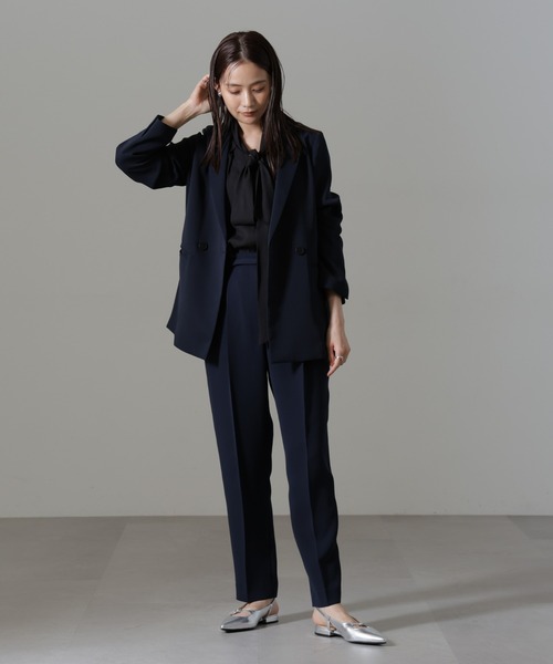 【セール】イージーケアダブルクロス ベルト付きタックテーパードパンツ(セットアップ可）（その他パンツ）｜nano･universe（ナノユニバース）