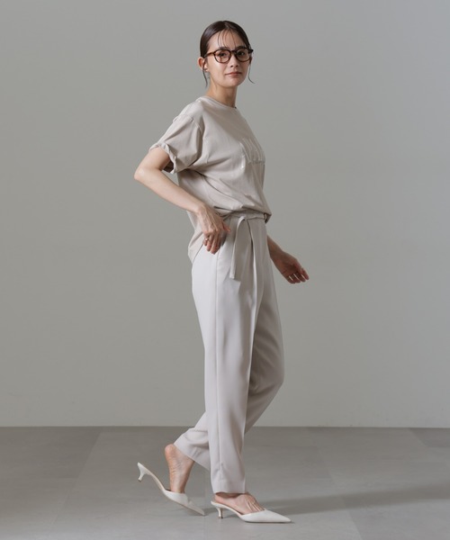 【セール】イージーケアダブルクロス ベルト付きタックテーパードパンツ(セットアップ可）（その他パンツ）｜nano･universe（ナノユニバース）