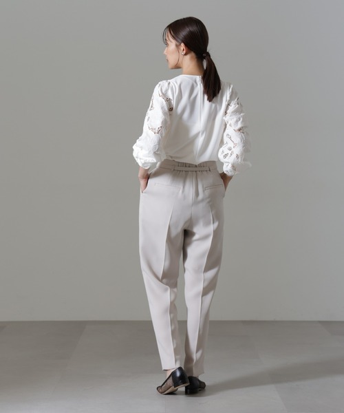 【セール】イージーケアダブルクロス ベルト付きタックテーパードパンツ(セットアップ可）（その他パンツ）｜nano･universe（ナノユニバース）