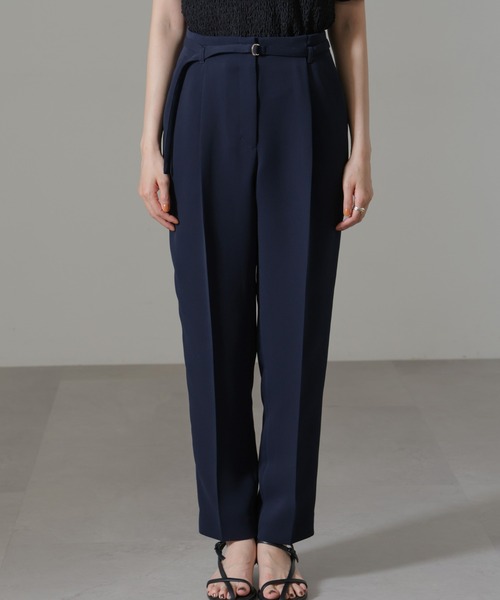 【セール】イージーケアダブルクロス ベルト付きタックテーパードパンツ(セットアップ可）（その他パンツ）｜nano･universe（ナノユニバース）