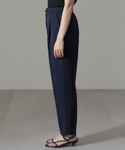 【セール】イージーケアダブルクロス ベルト付きタックテーパードパンツ(セットアップ可）（その他パンツ）｜nano･universe（ナノユニバース）