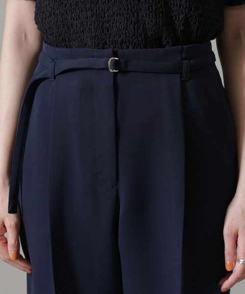 【セール】イージーケアダブルクロス ベルト付きタックテーパードパンツ(セットアップ可）（その他パンツ）｜nano･universe（ナノユニバース）