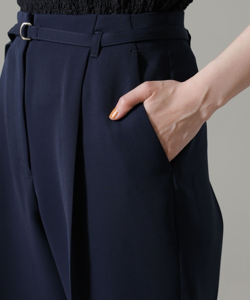 【セール】イージーケアダブルクロス ベルト付きタックテーパードパンツ(セットアップ可）（その他パンツ）｜nano･universe（ナノユニバース）