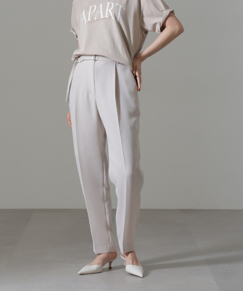 【セール】イージーケアダブルクロス ベルト付きタックテーパードパンツ(セットアップ可）（その他パンツ）｜nano･universe（ナノユニバース）