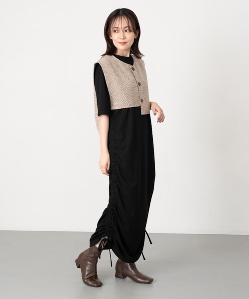 Formeque（フォルミーク）の「【Formeque】シャーリングワンピース（ワンピース・レディース・ブラック/イエロー・FREE）」の19枚目の写真