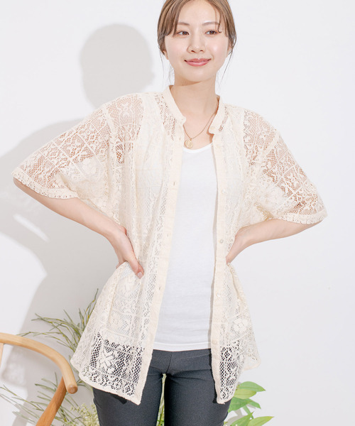 Jayro（ジャイロ）の「カットレースシャツ（シャツ/ブラウス・レディース・ブラック/ホワイト系その他/オフホワイト・M）」の19枚目の写真