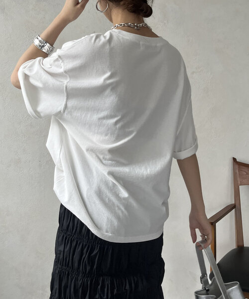 DouDou（ドゥドゥ）の「ピグメントロゴTEE（Tシャツ/カットソー・レディース・ブラック/ブラウン/ホワイト・FREE）」の9枚目の写真
