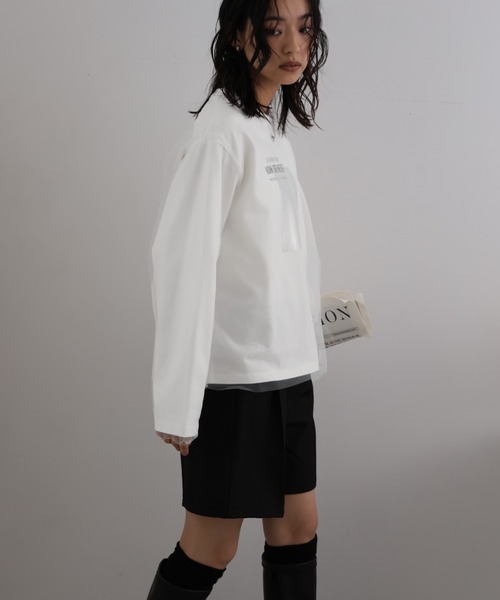 LAFFMO(ラフモ)の「チュール重ね箔ロゴロンT(Tシャツ/カットソー・レディース・ブラック/オフホワイト・F)」の11枚目の写真