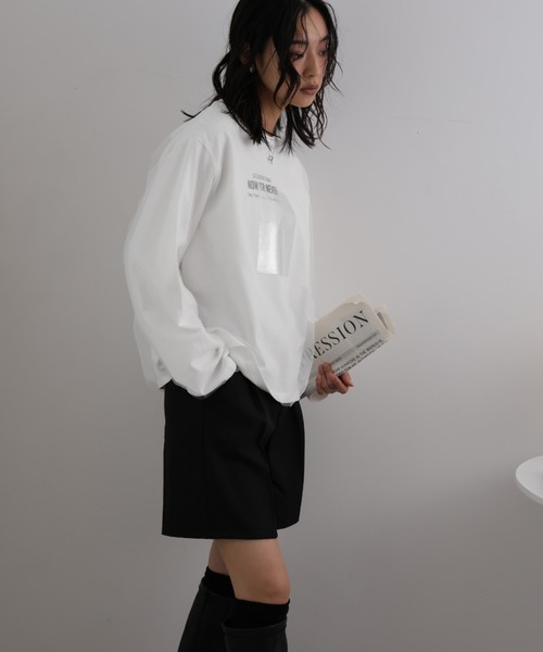 LAFFMO(ラフモ)の「チュール重ね箔ロゴロンT(Tシャツ/カットソー・レディース・ブラック/オフホワイト・F)」の13枚目の写真