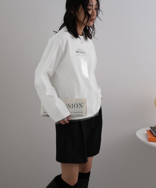 LAFFMO(ラフモ)の「チュール重ね箔ロゴロンT(Tシャツ/カットソー・レディース・ブラック/オフホワイト・F)」の14枚目の写真
