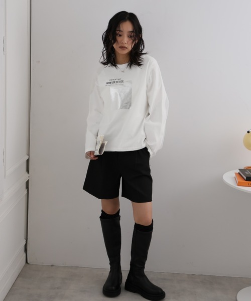 LAFFMO(ラフモ)の「チュール重ね箔ロゴロンT(Tシャツ/カットソー・レディース・ブラック/オフホワイト・F)」の16枚目の写真