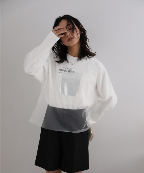 LAFFMO(ラフモ)の「チュール重ね箔ロゴロンT(Tシャツ/カットソー・レディース・ブラック/オフホワイト・F)」の17枚目の写真