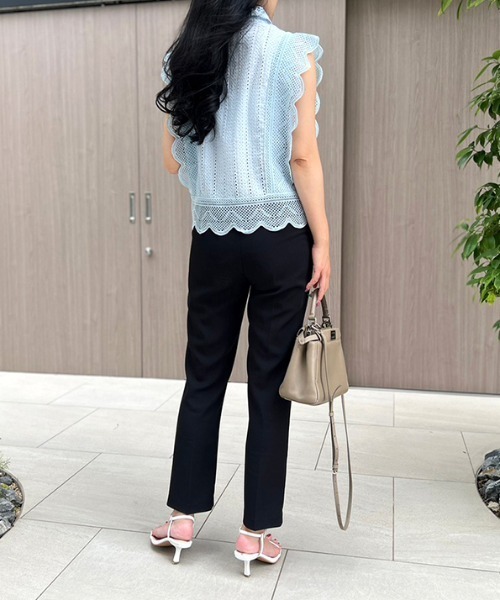 MODE ROBE（モードローブ）の「レースフリルノースリーブブラウス（Tシャツ/カットソー・レディース・ホワイト/ブラック/ブルー・FREE）」の18枚目の写真