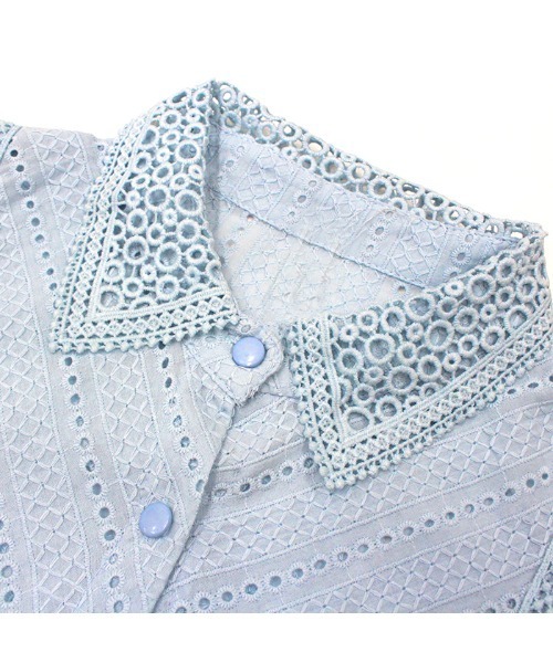 MODE ROBE（モードローブ）の「レースフリルノースリーブブラウス（Tシャツ/カットソー・レディース・ホワイト/ブラック/ブルー・FREE）」の8枚目の写真