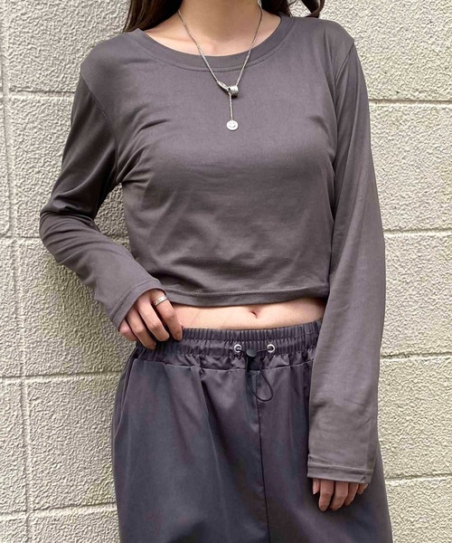 NANEA(ナネア)の「クロップド丈ロングTシャツ(Tシャツ/カットソー・レディース・ホワイト/グレー/ブラック・X-LARGE/LARGE/MEDIUM)」の22枚目の写真
