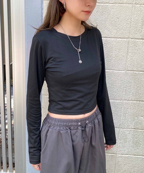 NANEA(ナネア)の「クロップド丈ロングTシャツ(Tシャツ/カットソー・レディース・ホワイト/グレー/ブラック・X-LARGE/LARGE/MEDIUM)」の11枚目の写真