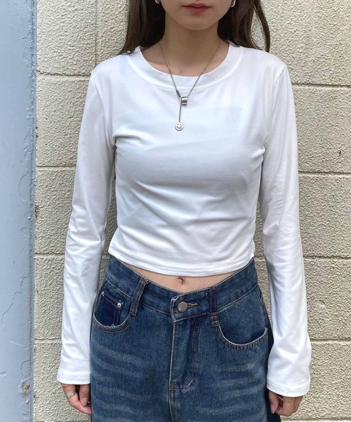 NANEA(ナネア)の「クロップド丈ロングTシャツ(Tシャツ/カットソー・レディース・ホワイト/グレー/ブラック・X-LARGE/LARGE/MEDIUM)」の5枚目の写真