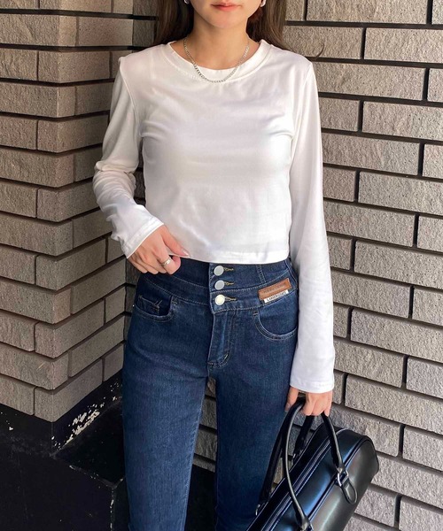 おまめちゃん 様　 JEANS レディースTシャツ クロップド丈 セール】クロップド丈ロングTシャツ（Tシャツ/カットソー