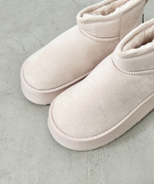 CLEA（クレア）の「厚底ショートムートンブーツ（ブーツ・レディース・キャメル/ピンク/アイボリー/ブラック・23.5cm/24.5cm）」の21枚目の写真