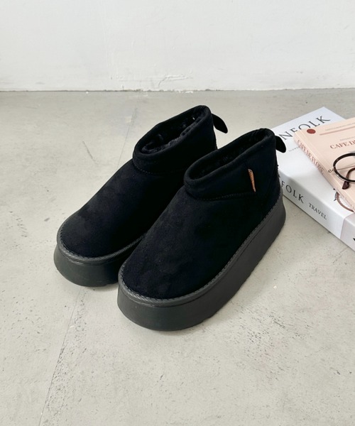 CLEA（クレア）の「厚底ショートムートンブーツ（ブーツ・レディース・キャメル/ピンク/アイボリー/ブラック・23.5cm/24.5cm）」の8枚目の写真