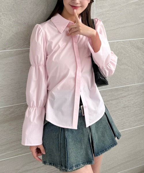 clear（クリア）の「マムルークスリーブ長袖ブラウス［大人 カジュアル 着回し力抜群］≪再入荷≫（シャツ/ブラウス・レディース・チャコールグレー/オフホワイト/ブルー/ピンク/サックスブルー・F）」の5枚目の写真