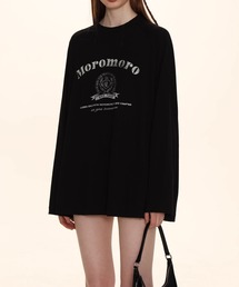 ヴィンテージ風ロゴオーバーサイズロンT/かすれロゴプリント長袖Tシャツ