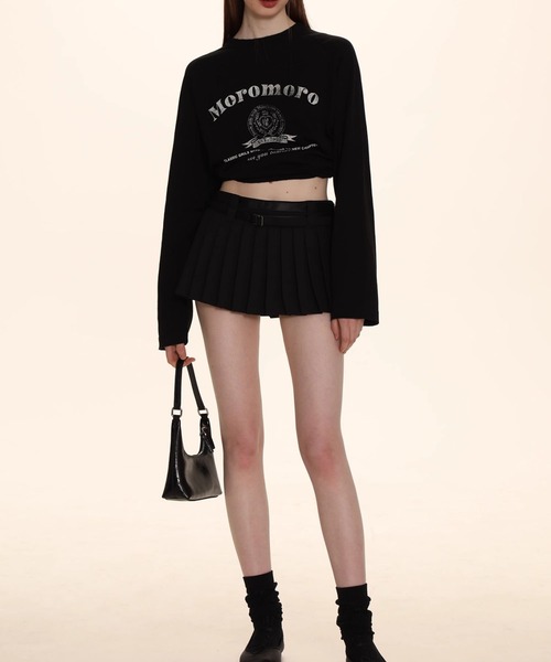 leune(ルネ)の「ヴィンテージ風ロゴオーバーサイズロンT/かすれロゴプリント長袖Tシャツ(Tシャツ/カットソー・レディース・ホワイト/ブラック・FREE)」の16枚目の写真
