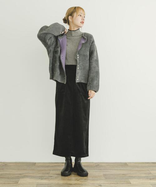 ITEMS URBANRESEARCH（アイテムズ アーバンリサーチ）の「ダブルフェイスニットカーデ（カーディガン/ボレロ・レディース・イエロー系その他/チャコールグレー/オフホワイト・FREE）」の11枚目の写真