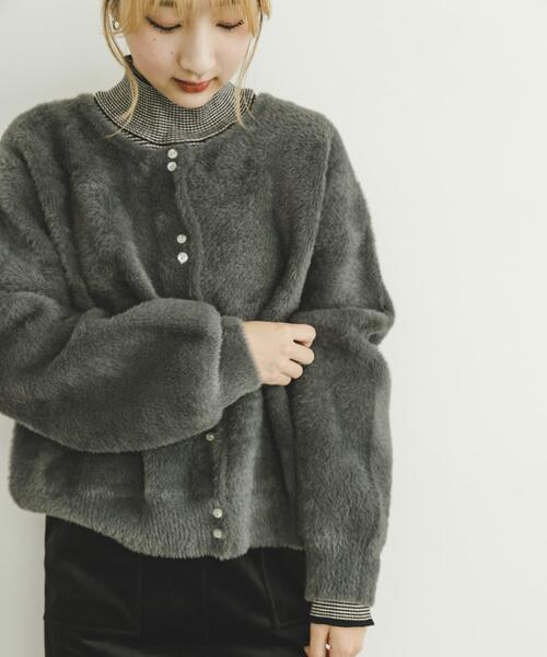 ITEMS URBANRESEARCH（アイテムズ アーバンリサーチ）の「ダブルフェイスニットカーデ（カーディガン/ボレロ・レディース・イエロー系その他/チャコールグレー/オフホワイト・FREE）」の14枚目の写真