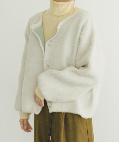 ITEMS URBANRESEARCH（アイテムズ アーバンリサーチ）の「ダブルフェイスニットカーデ（カーディガン/ボレロ・レディース・イエロー系その他/チャコールグレー/オフホワイト・FREE）」の21枚目の写真