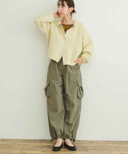 ITEMS URBANRESEARCH（アイテムズ アーバンリサーチ）の「ダブルフェイスニットカーデ（カーディガン/ボレロ・レディース・イエロー系その他/チャコールグレー/オフホワイト・FREE）」の5枚目の写真