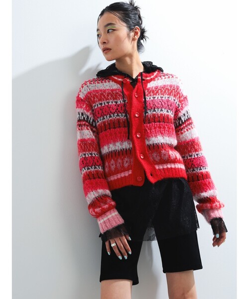 Ray BEAMS（レイビームス）の「【別注】BOUSSOLE / フェアアイル カーディガン（カーディガン/ボレロ・レディース・オフホワイト/レッド・ONE SIZE）」の8枚目の写真