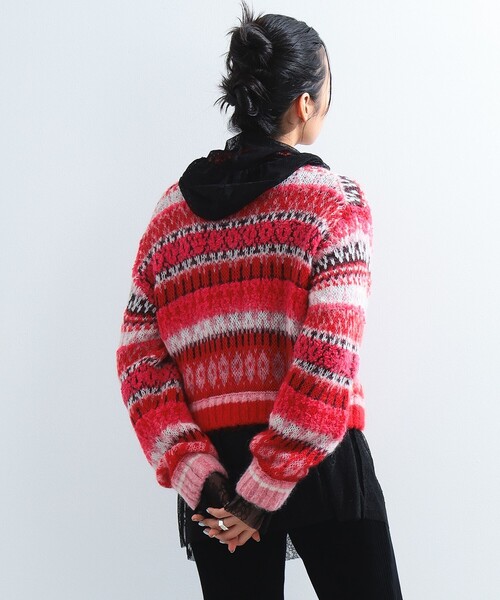 Ray BEAMS（レイビームス）の「【別注】BOUSSOLE / フェアアイル カーディガン（カーディガン/ボレロ・レディース・オフホワイト/レッド・ONE SIZE）」の9枚目の写真