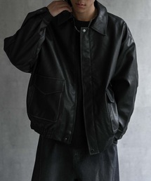 CREARE -LINO- | ＜ユニセックス＞フェイクレザー 比翼 ビックポケットブルゾン/ジャケット(ブルゾン)