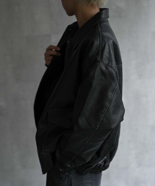 セール】＜ユニセックス＞フェイクレザー 比翼 ビックポケット