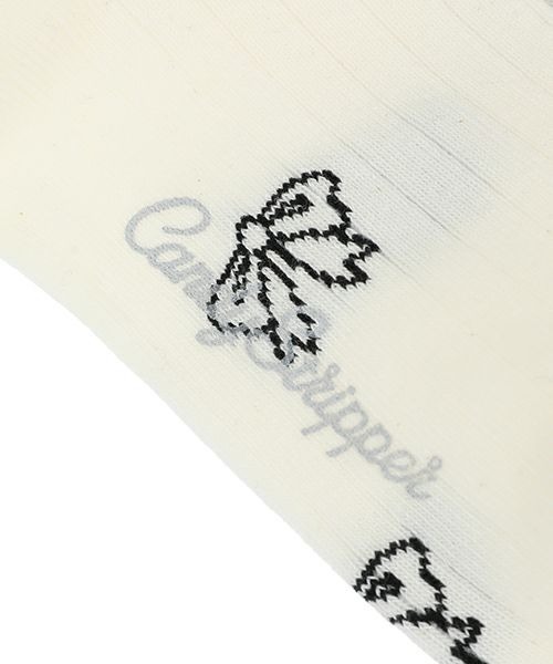 Candy Stripper（キャンディストリッパー）の「RIBBON RIB HIGH ソックス（ソックス/靴下・レディース・ブラック/オフホワイト・FREE）」の6枚目の写真