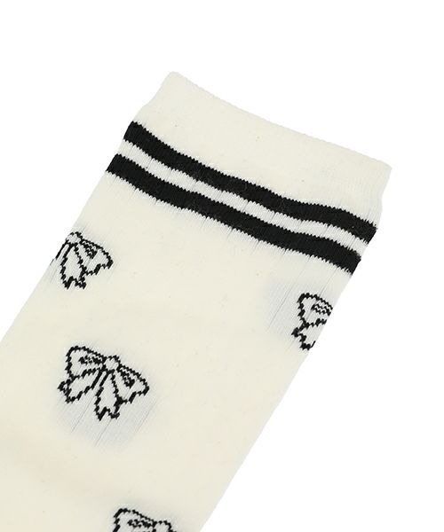 Candy Stripper（キャンディストリッパー）の「RIBBON RIB HIGH ソックス（ソックス/靴下・レディース・ブラック/オフホワイト・FREE）」の4枚目の写真