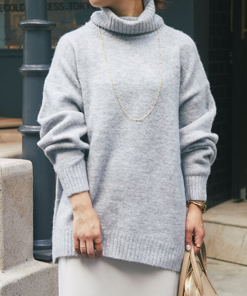 un dix cors（アンディコール）の「ヤクライクタートルニット（ニット/セーター・レディース・ピンク/グレー/ブラック/ホワイト系その他・FREE）」の6枚目の写真